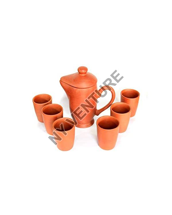 Clay Water Pot With Glass
