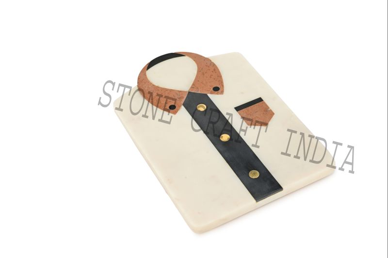 Marble Serving/Chopping Board Natural Marble Customized Shape Shirt Shaped Stone and Metal Inlay Kitchenware Tools and Accessories