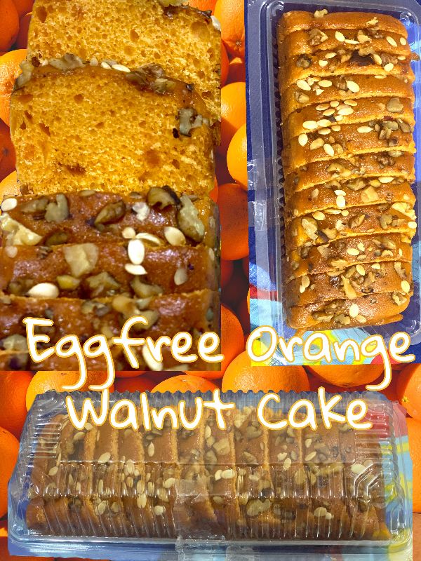 Eggless Orange Walnut Cake