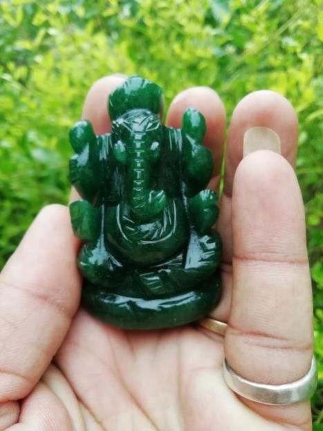 Green Jade Ganesha Statue