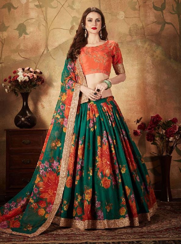 Traditional Orange Banarasi Silk Embroidered Bridal Lehenga Choli – Empress  Clothing