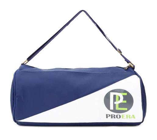 Blue and White Duffle Bag