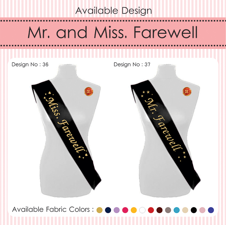 Mr. and Miss. Farewell Party Sash