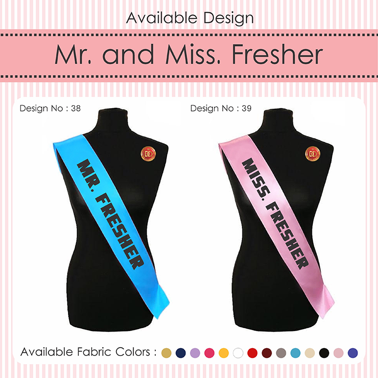 Mr. and Miss. Fresher Party Sash