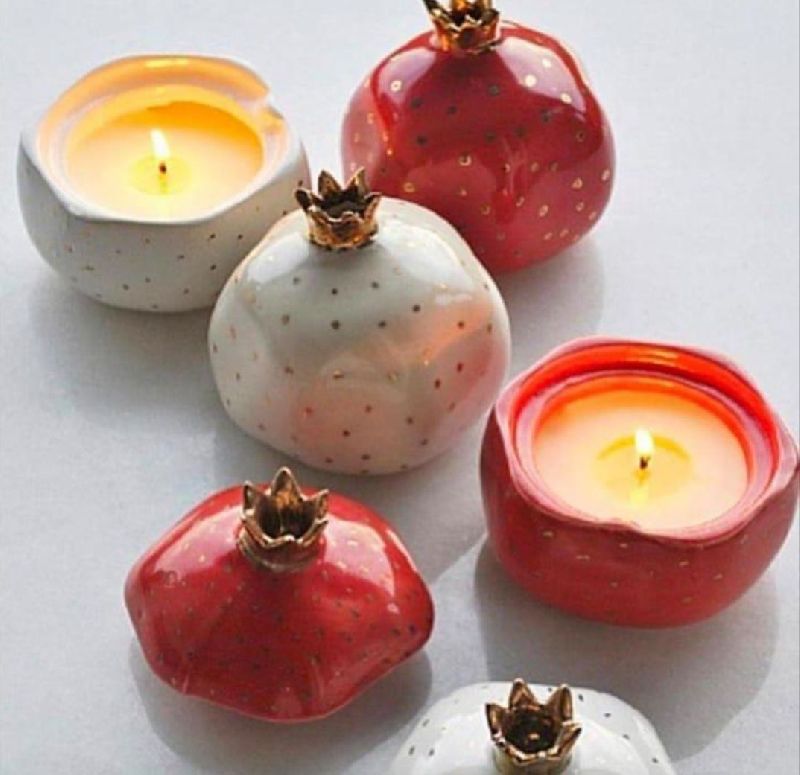 Ceramic Pomegranate Shaped Candle Holder