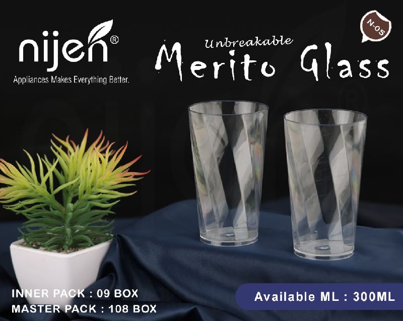 Unbreakable Plastic Glass (300 Ml) (Merito)