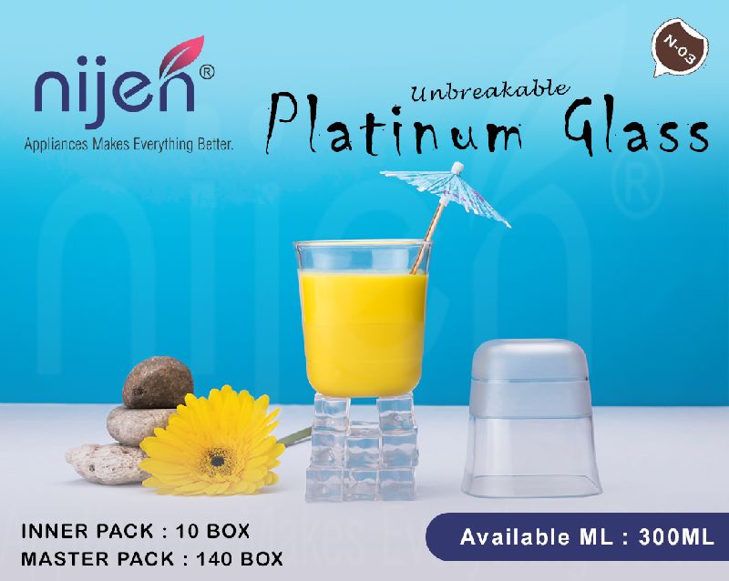 Unbreakable Plastic Glass (250ML) (Platinum)