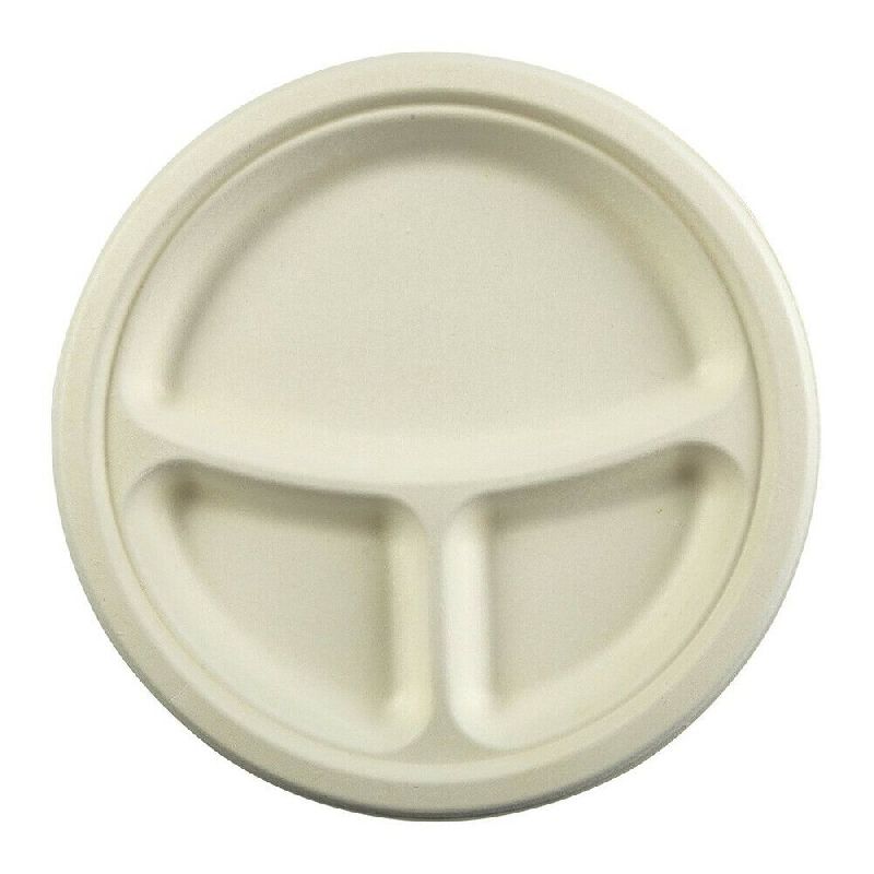 3 Compartment Sugarcane Bagasse Plate