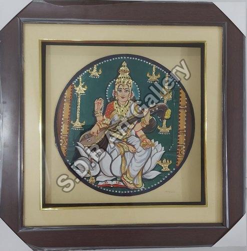 18.5X18.5 Inch Saraswati Mata Tanjore Paintings
