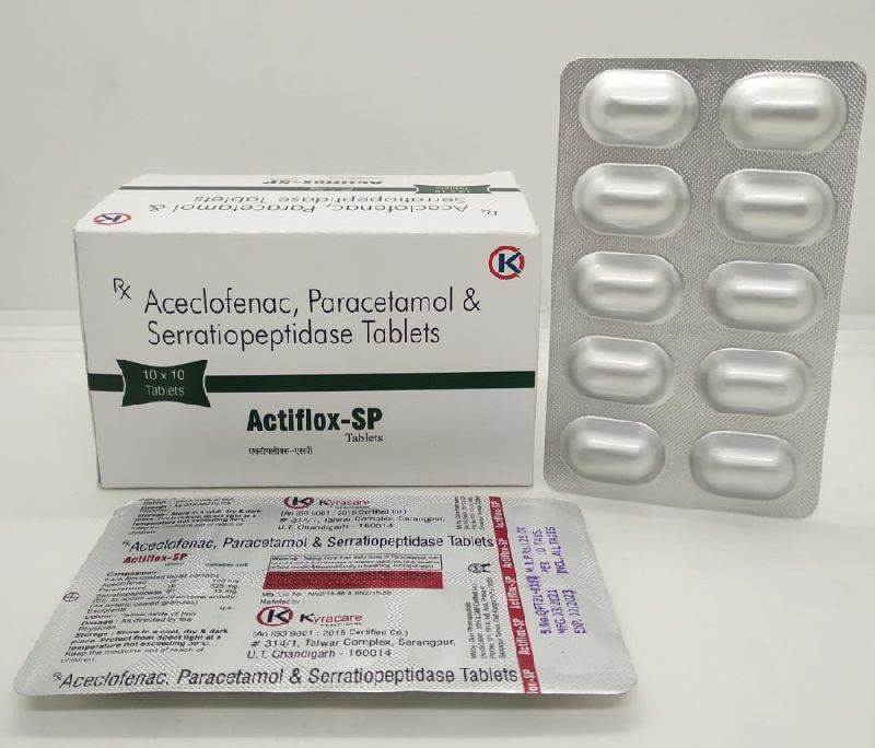 Aceclofenac, Paracetamol, Serratiopeptidase tablets