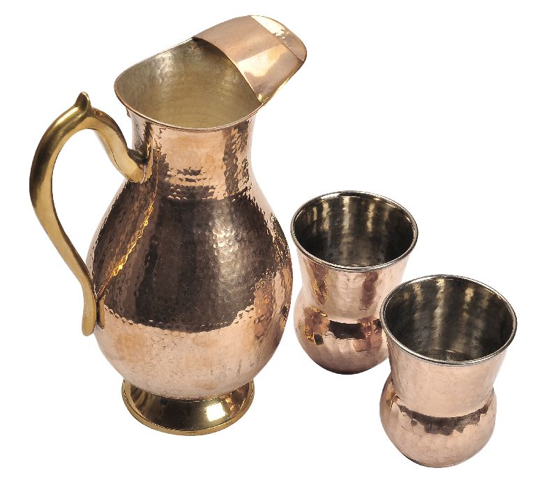 Copper Mughlai Pitcher and Glass set