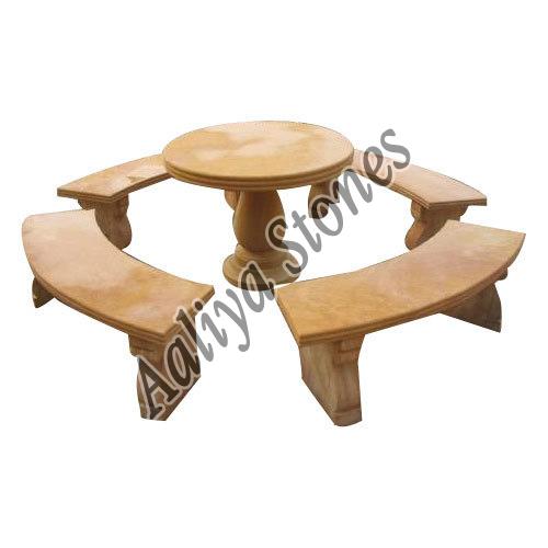 Sandstone Garden Table And Bench