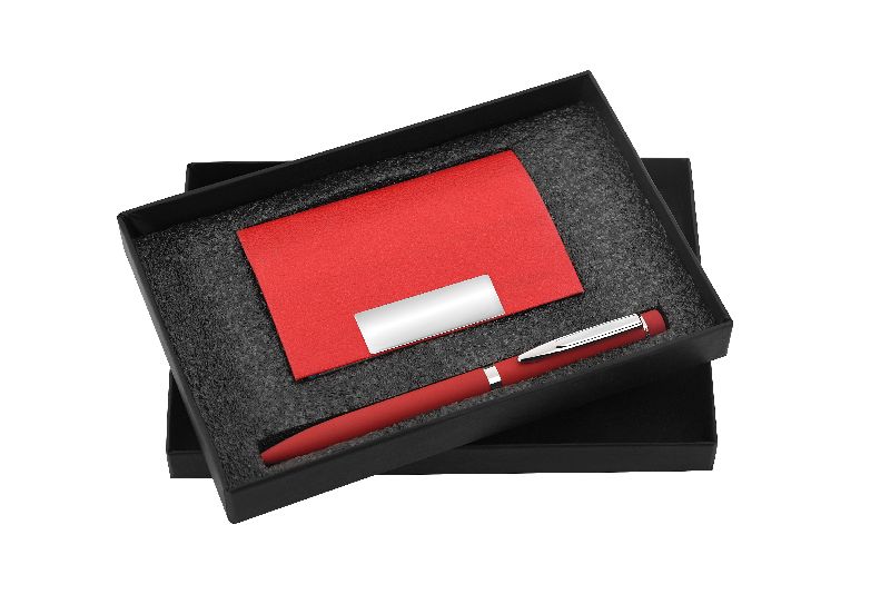 RED CARDHOLDER WITH  PEN GIFT SET