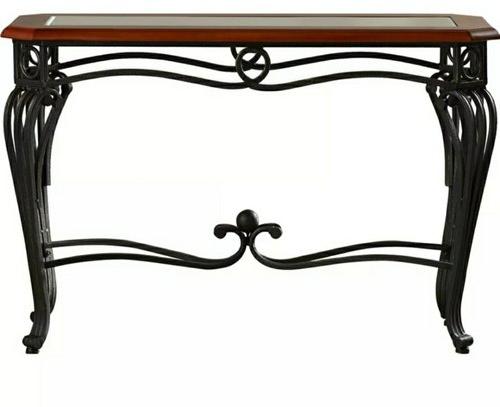 Wrought Iron and Wood Console Tables