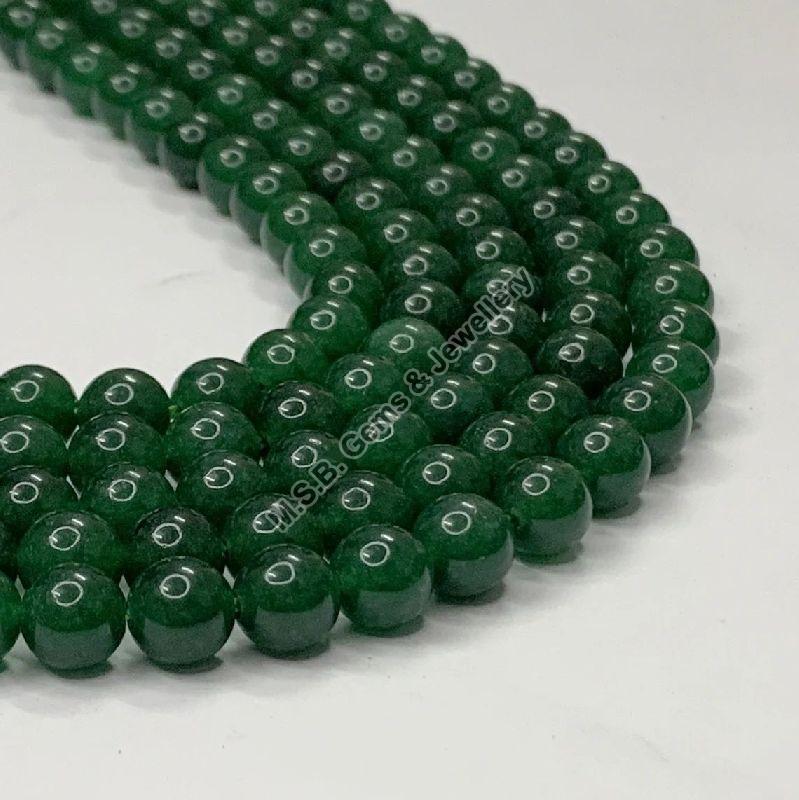 Natural Green Jade Round Shape 16 Inch Strand Smooth Polish Stone Beads