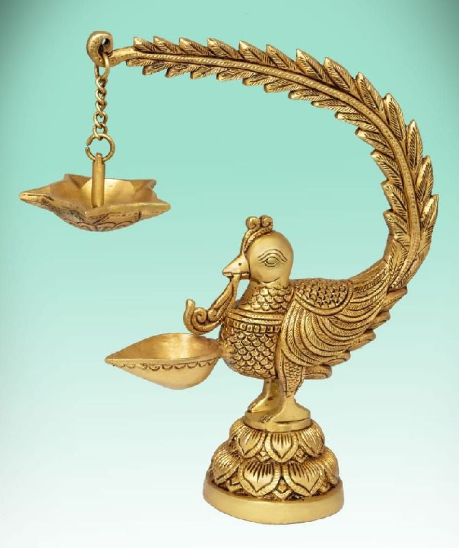 Brass Peacock Hanging Diya Oil Lamp