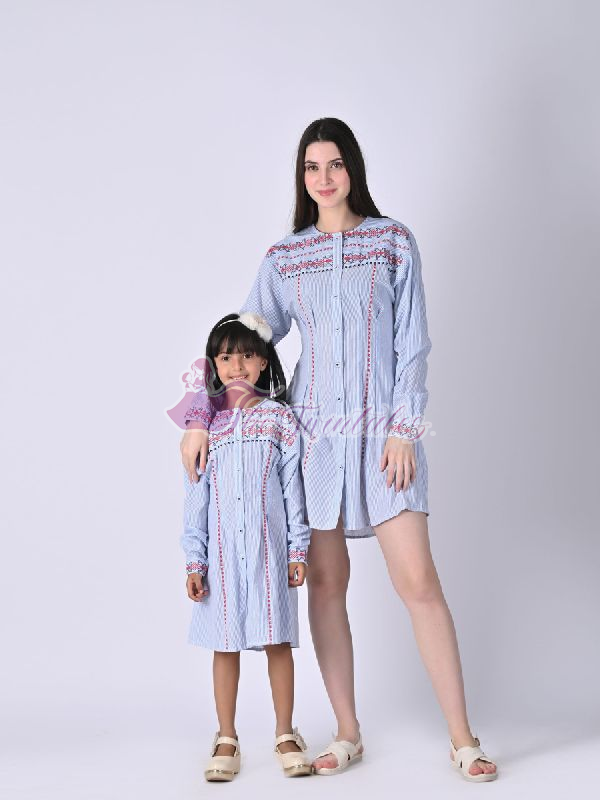 Mother and Daughter A Cool Hour In Waist Pleat Shirt Dress