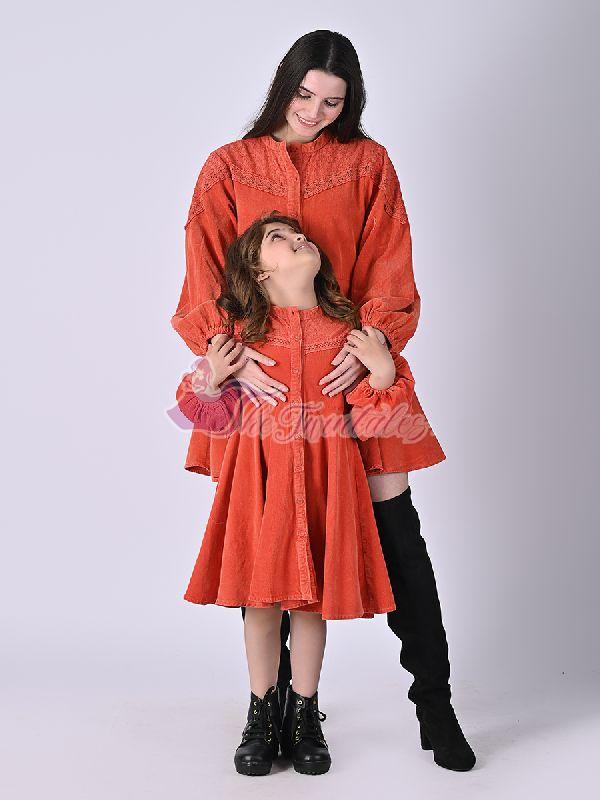 Mother and Daughter Angelina Tangy Corduroy Dress