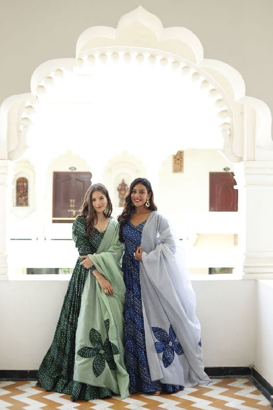 Bandhani Long Dress with Dupatta