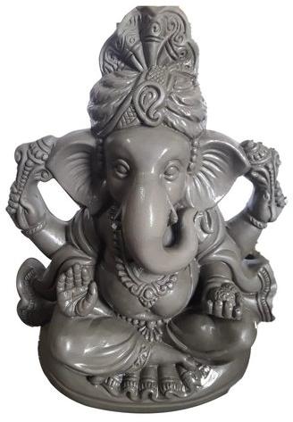 10 Inch Grey Clay Ganesh Statue