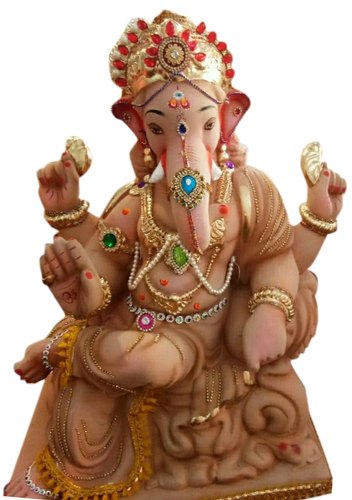 14 Inch Brown Clay Ganesh Statue