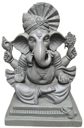 14 Inch Grey Clay Ganesh Statue