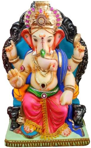 14 Inch Polished Clay Ganesh Statue