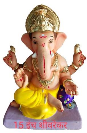 15 Inch Clay Shivrekar Ganesh Statue