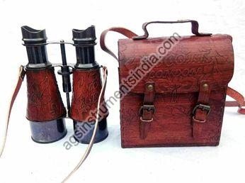 AGSB-07 Brass Binocular with Leather Box