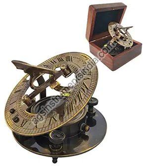 C-3051 MAH Large 8 Perfectly Calibrated Big Sundial Compass with Wooden Box Top Grade 
