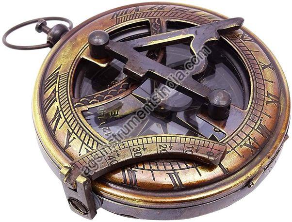 AGSC-11 Brass Push Button Sundial Compass