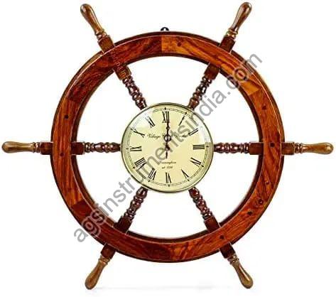 AGSSW-09 Wooden Center Clock Ship Wheel