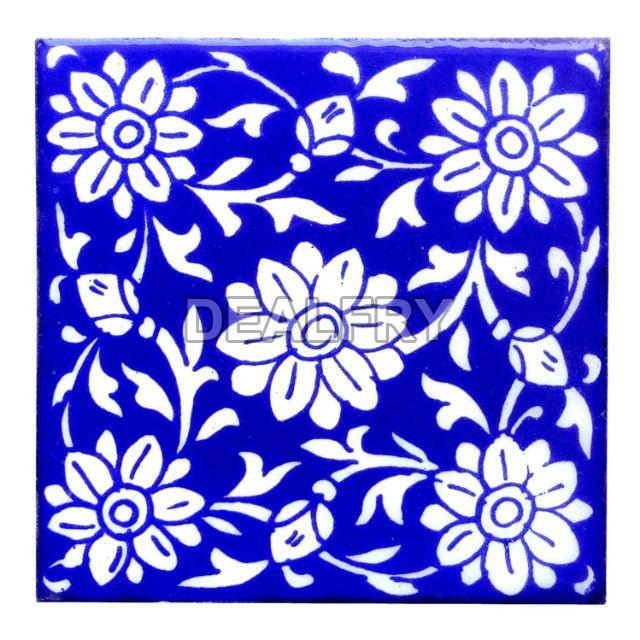 Blue Floral Blue Pottery Wall Tiles