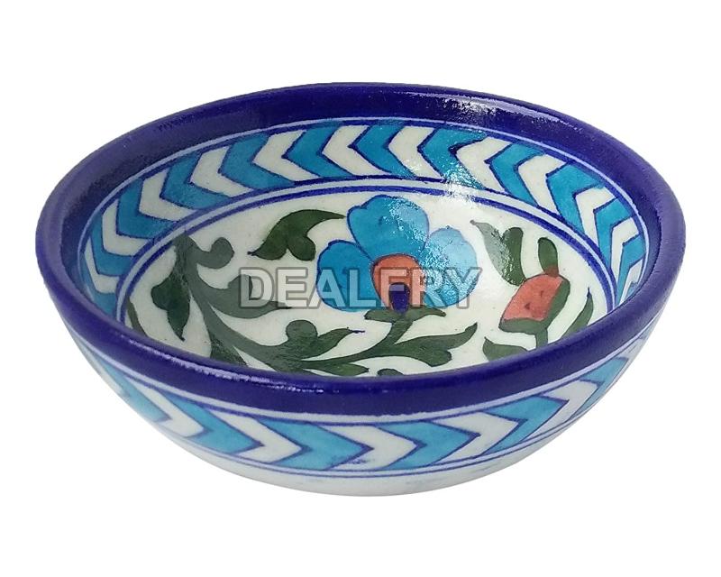 India Blue Pottery Bowl Hand Painted