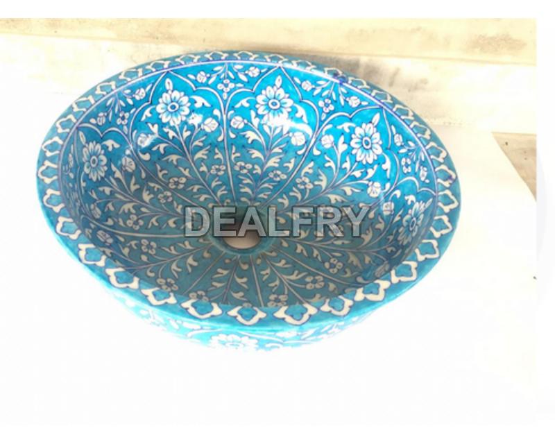 Latest design blue pottery wash basin