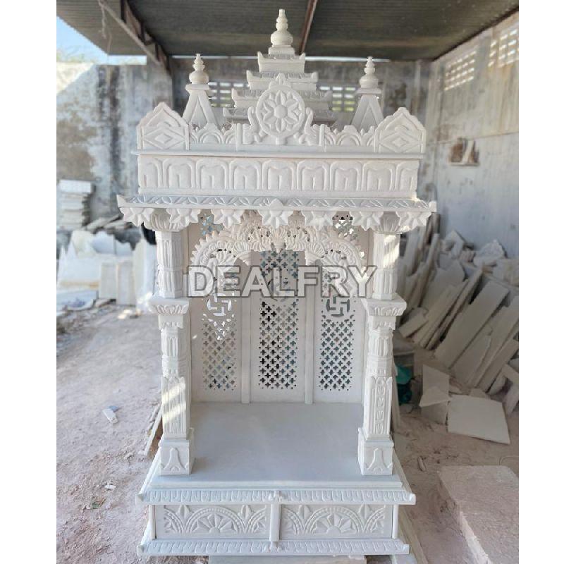 White Stone Handmade Pooja Temple Indoor Marble