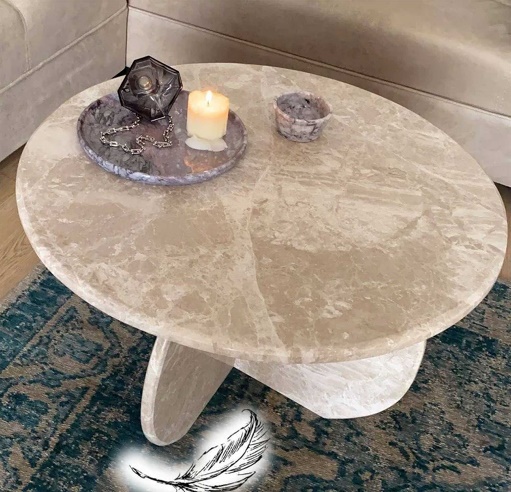 Beige Marble Table Top with Stand