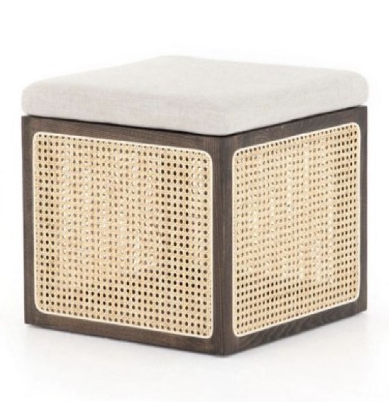Wooden Rattan Can Stool