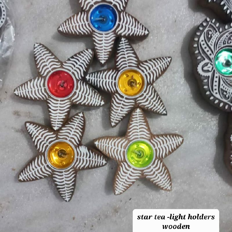 Wooden Star Tea Light Holder