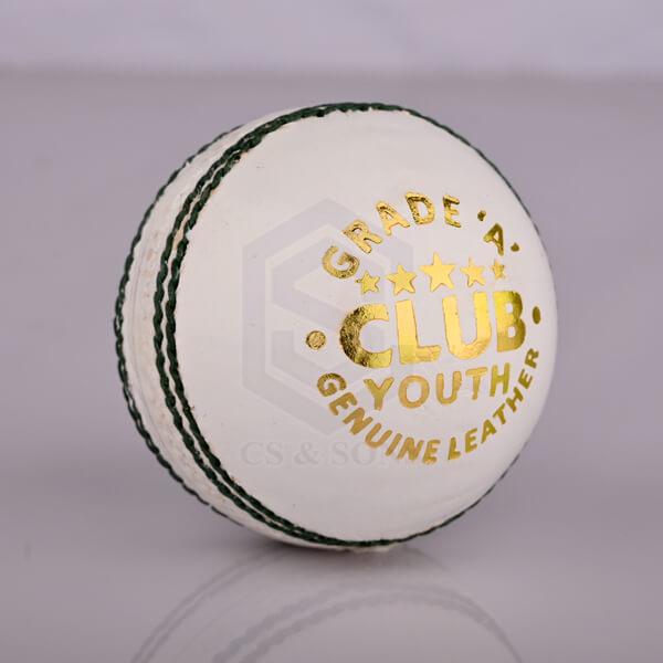 Club Youth White Leather Cricket Ball