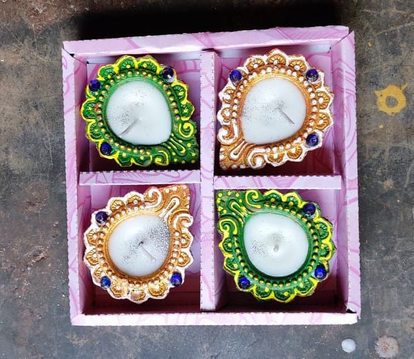 Hand Painted Wax Diya