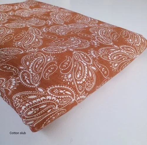 Brown Printed Cotton Fabric