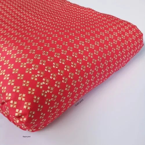 Red Printed Rayon Fabric