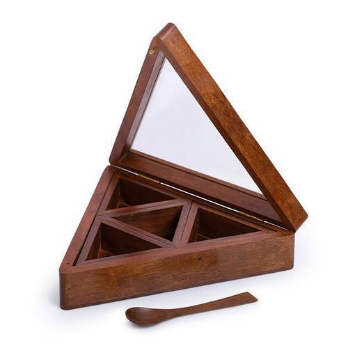 Triangle Wooden Spice Box