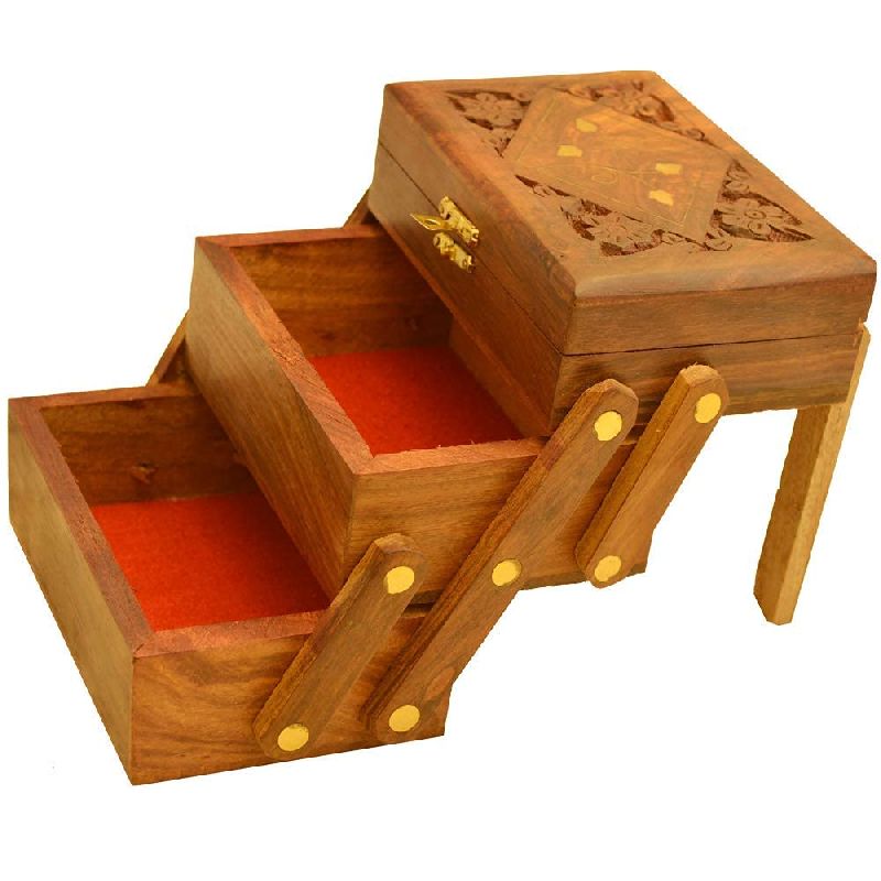 Wooden Jewelry Box with Shelf