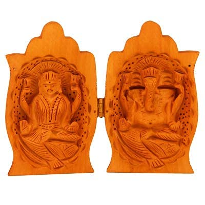 Wooden Laxmi Ganesh Statue