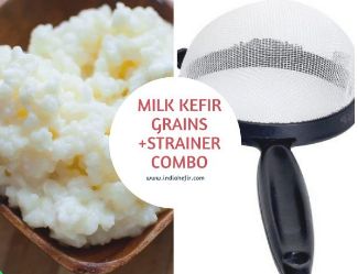 Live & Organic Milk Kefir Grains With Strainer and Wooden Spoon
