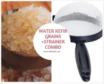 Live & Organic Water Kefir Grains With Strainer and Wooden Spoon