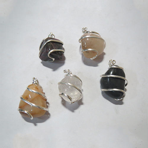Crystal Stone Tumble Wire Wrapped Pendant