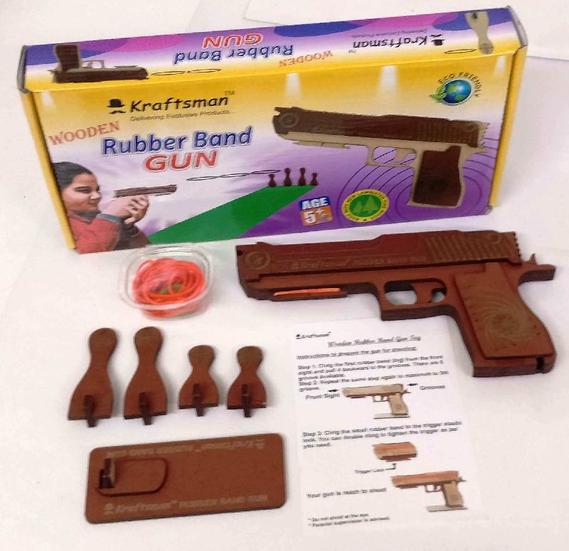 KR015A Wooden & Rubber Band Shooting Gun Toys